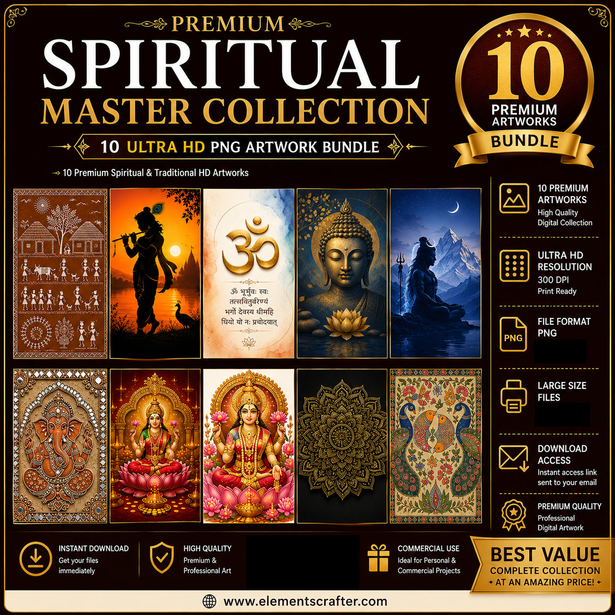 Premium Spiritual Master Collection – 10 Ultra HD PNG Artwork Bundle