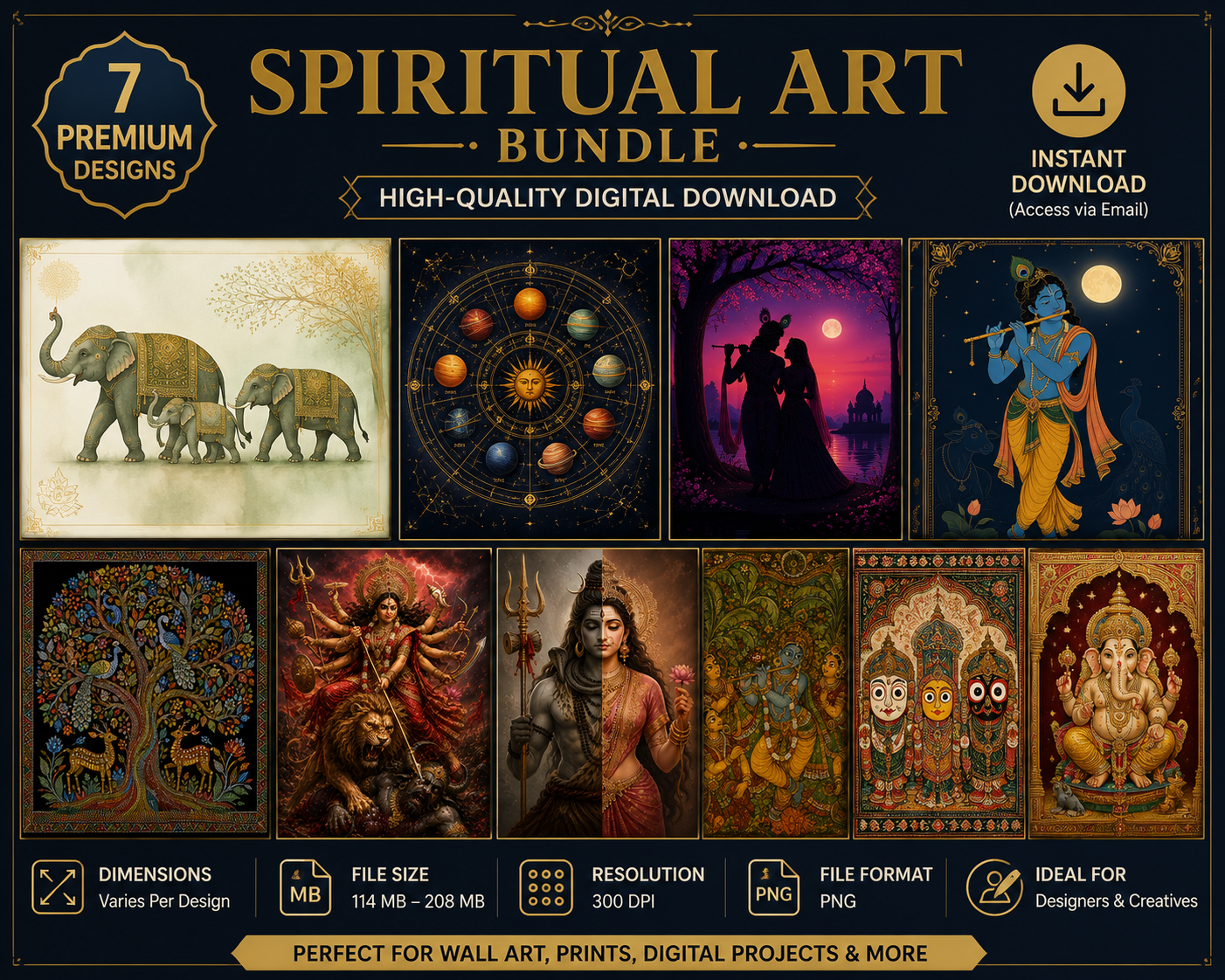 Spiritual Art Bundle PNG | 10 Premium Digital Downloads | Art Collection | 300DPI High Resolution