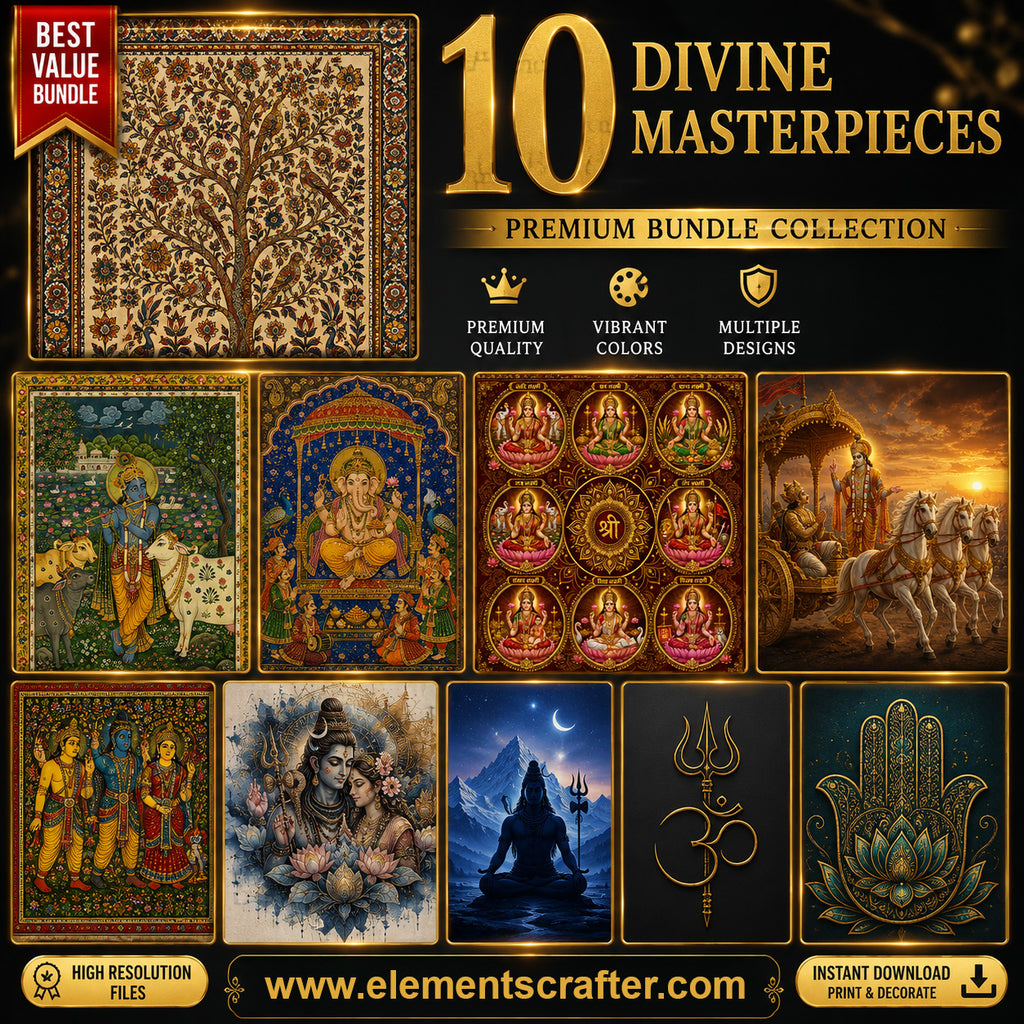Indian Sacred Art Collection | 10 Premium Hindu Devotional Digital Art Prints