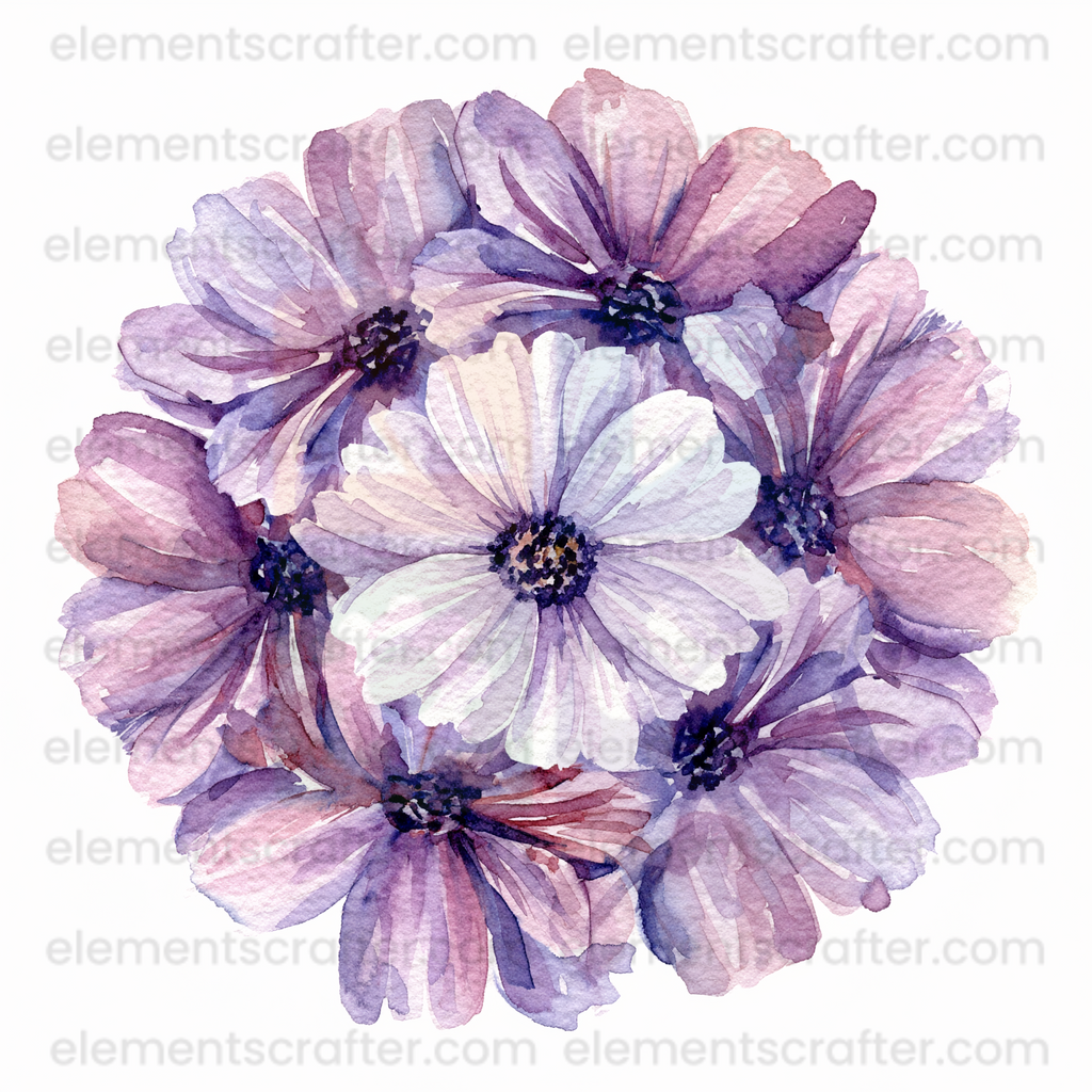 10 Watercolor Flowers PNG Transparent Elements Pack - 6600x6600 px 300 DPI | Digital Download | WCCA-0126 | Bundle-1