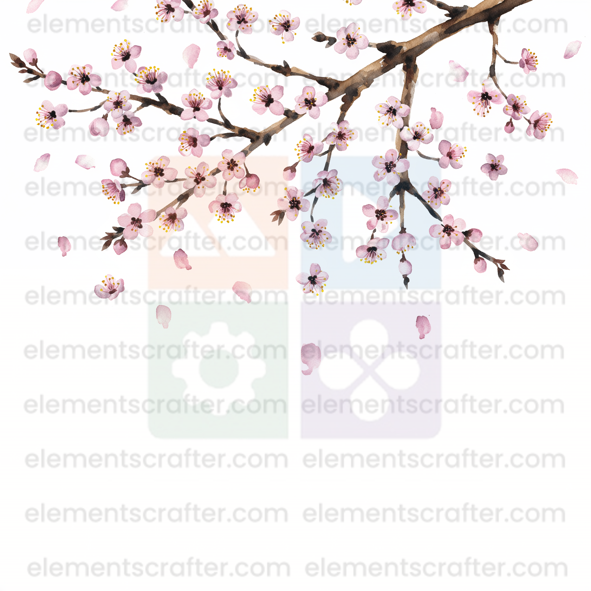 10 Watercolor Flowers PNG Transparent Elements Pack - 6600x6600 px 300 DPI | Digital Download | WCCA-0126 | Bundle-2