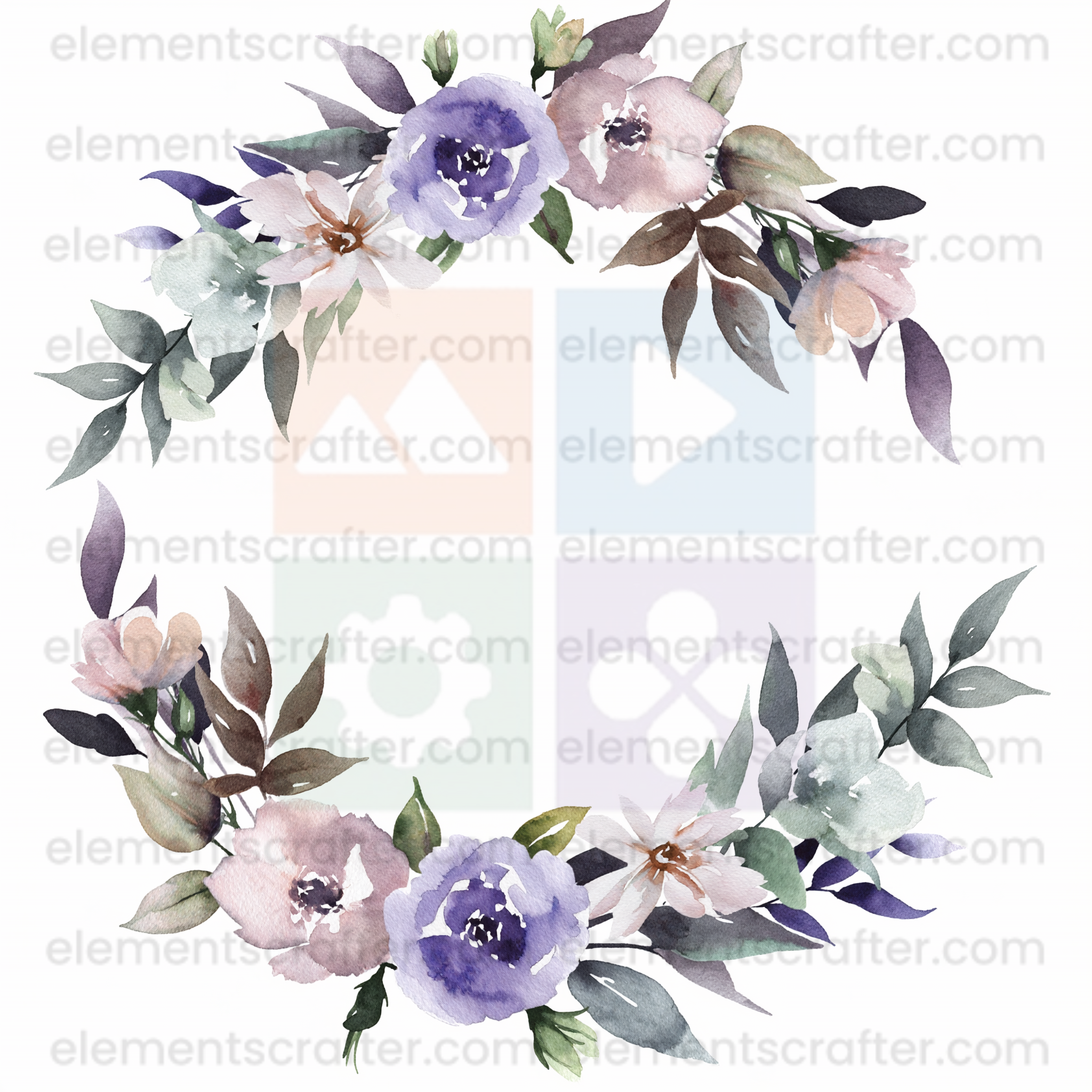 30 Watercolor Flowers PNG Transparent Elements Pack - 6600x6600 px 300 DPI | Digital Download | WCCA-0126 | Bundle-1