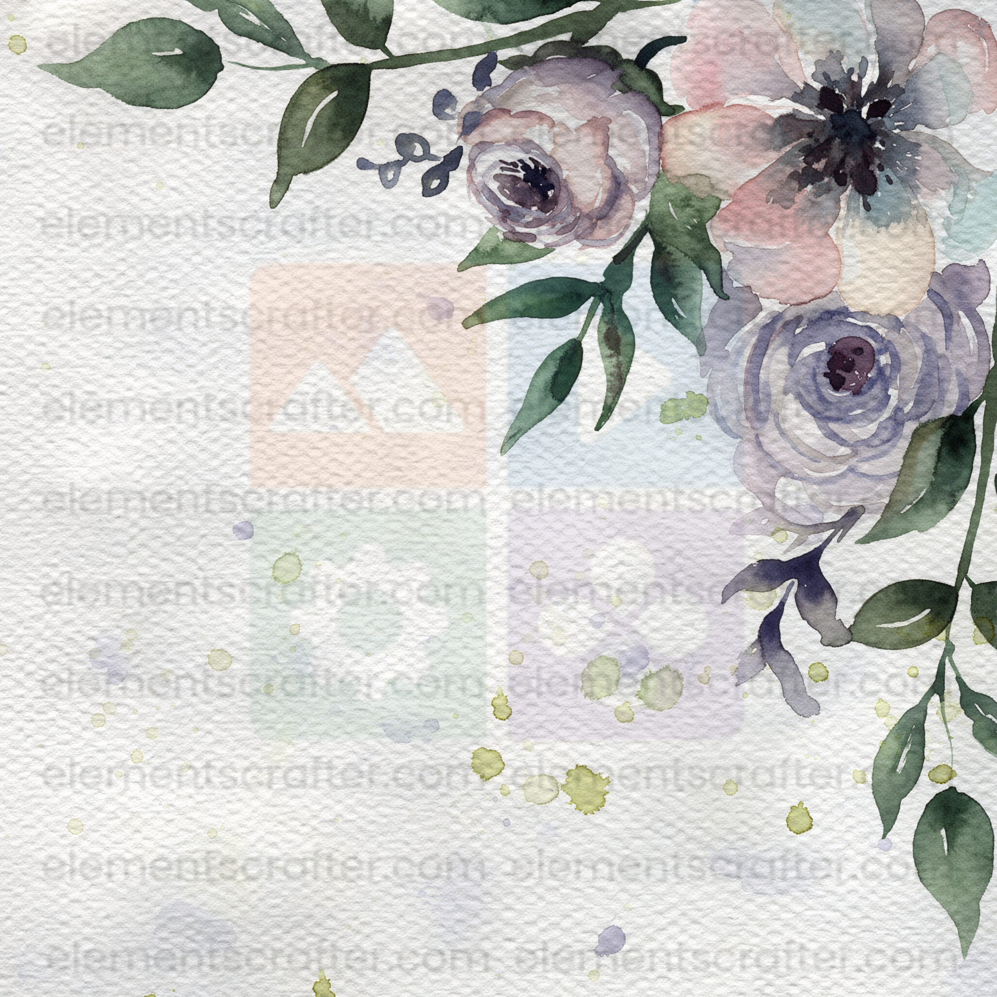 10 Watercolor Flowers PNG Transparent Elements Pack - 6600x6600 px 300 DPI | Digital Download | WCCA-0126 | Bundle-1