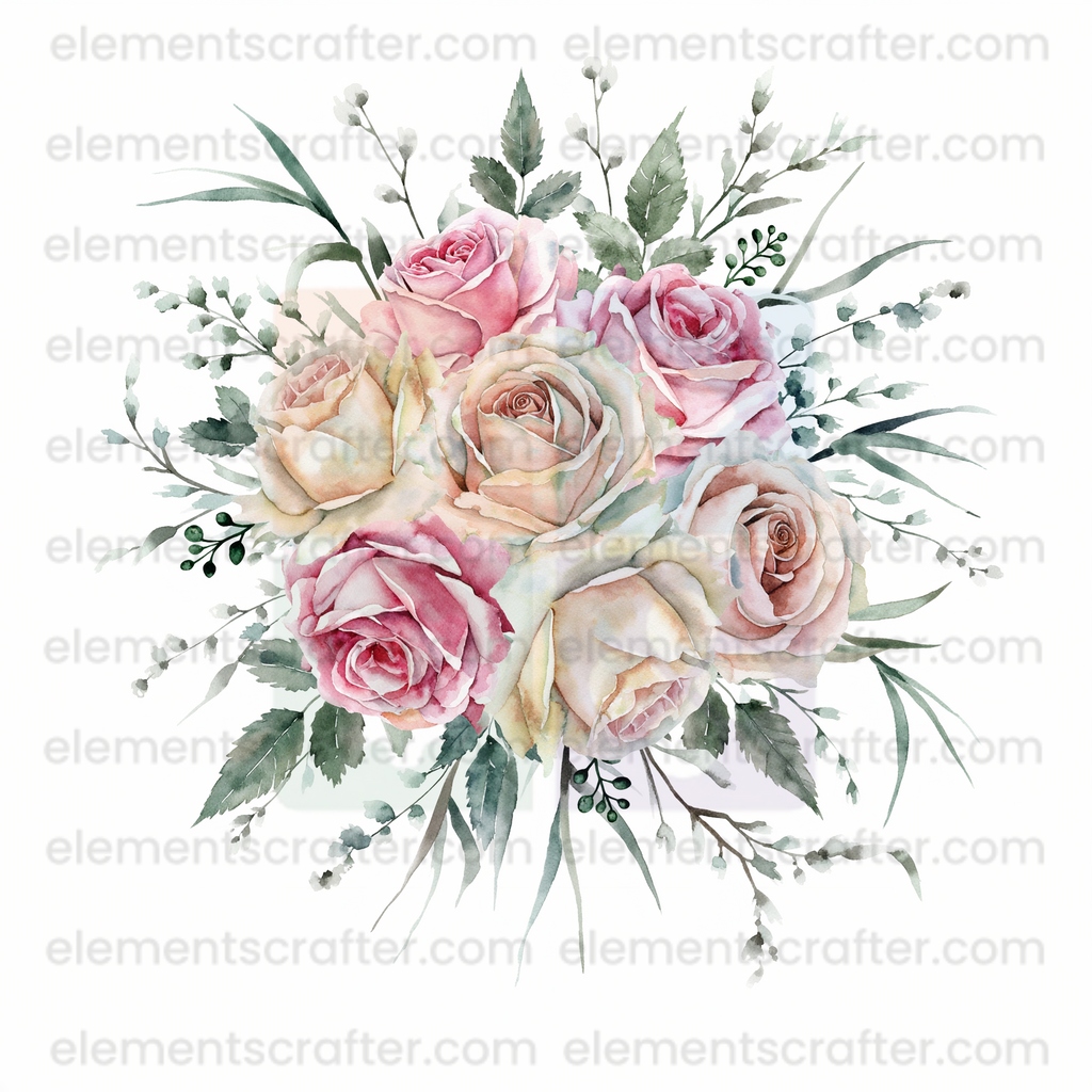 10 Watercolor Flowers PNG Transparent Elements Pack - 6600x6600 px 300 DPI | Digital Download | WCCA-0126 | Bundle-3