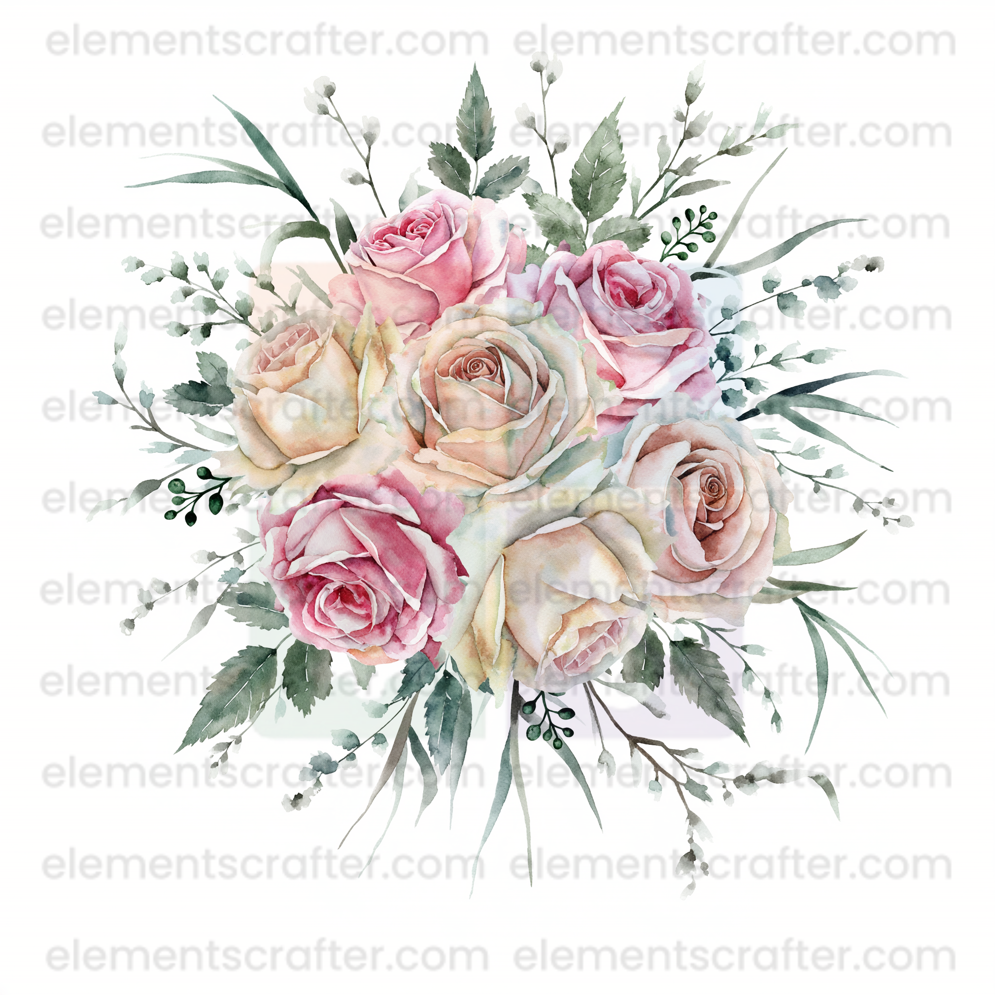 10 Watercolor Flowers PNG Transparent Elements Pack - 6600x6600 px 300 DPI | Digital Download | WCCA-0126 | Bundle-3