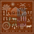 Warli Tribal Art PNG | Traditional Indian Folk Village Wall Art | High Resolution Digital Artwork | 15000×15000 | 300 DPI