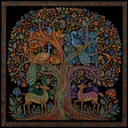 Tree of Life Mosaic Wall Art PNG | Peacock & Deer Folk Art Digital Download | Boho Ethnic Wall Decor | Printable Poster | Commercial Use | 15000x15000px 300DPI