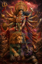 Maa Durga Mahishasura Mardini PNG – Goddess Warrior Digital Wall Art