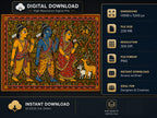 Lord Rama Lakshmana and Sita walking through forest digital art, traditional Pattachitra style Ramayana painting with deer, high resolution 300 DPI PNG wall art