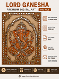 Traditional Lord Ganesha Lippan Mud Art with Mirror Work Border, Premium Indian Clay Wall Art, Decorative Hindu Digital Artwork, High Resolution PNG, 11249x14999 Pixels, 300 DPI