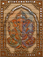 Lord Ganesha PNG | Traditional Lippan Mud Art Ganesha Decor | Premium Indian Mirror Work Digital Artwork | Ultra HD 11249×14999 px | 300 DPI
